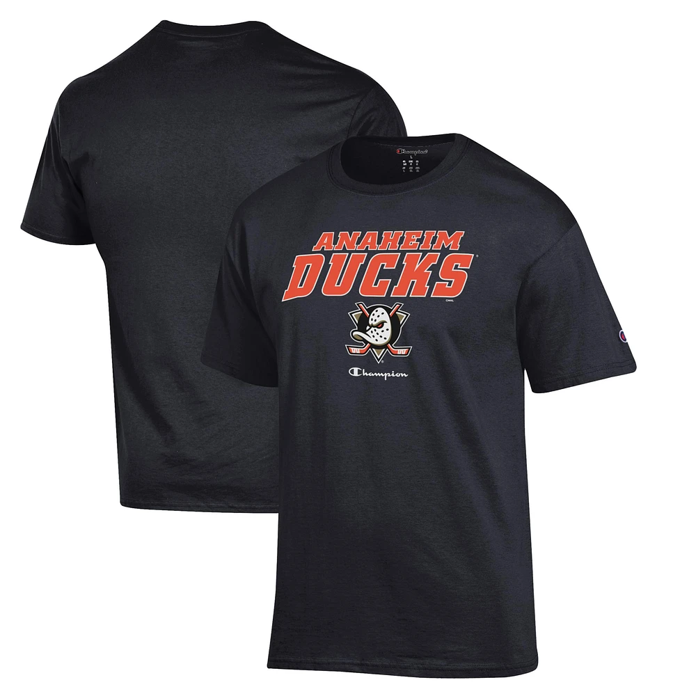 Men's Champion Black Anaheim Ducks Jersey T-Shirt