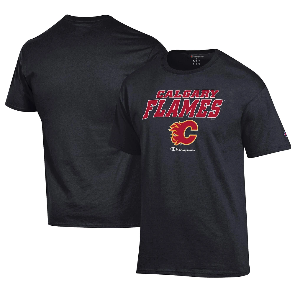 Men's Champion Black Calgary Flames Jersey T-Shirt