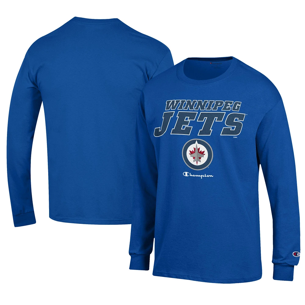 Men's Champion Royal Winnipeg Jets Long-Sleeve Jersey T-Shirt