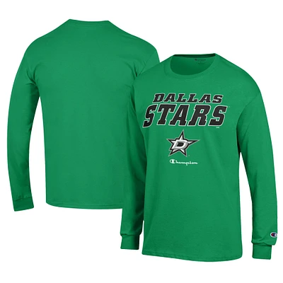 Men's Champion Kelly Green Dallas Stars Long-Sleeve Jersey T-Shirt