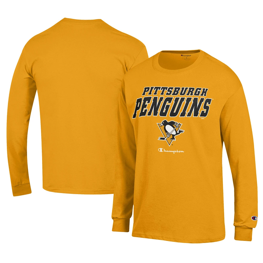 Men's Champion Gold Pittsburgh Penguins Long-Sleeve Jersey T-Shirt