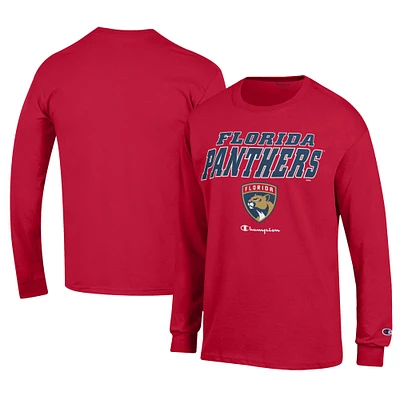 Men's Champion Red Florida Panthers Long-Sleeve Jersey T-Shirt