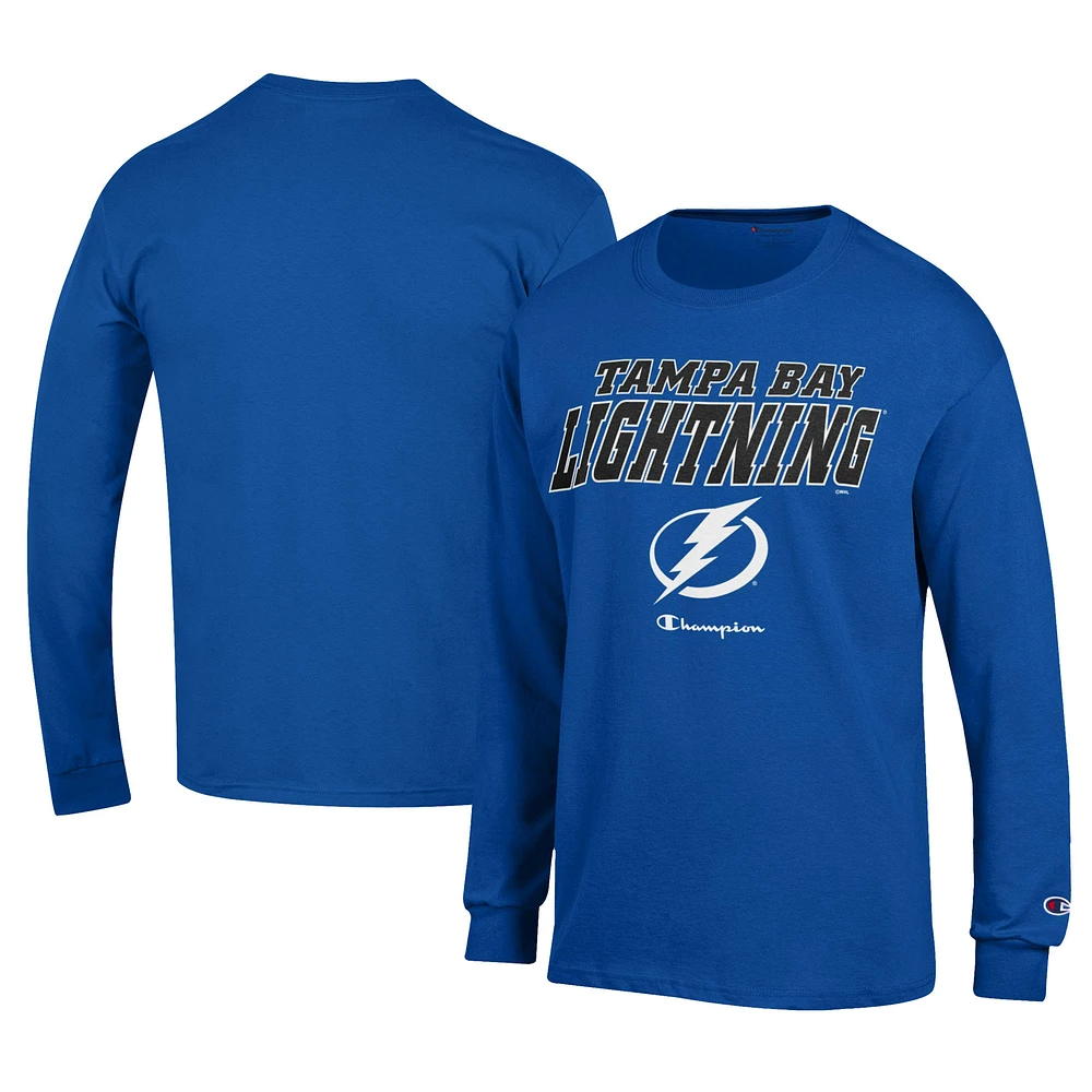 Men's Champion Royal Tampa Bay Lightning Long-Sleeve Jersey T-Shirt