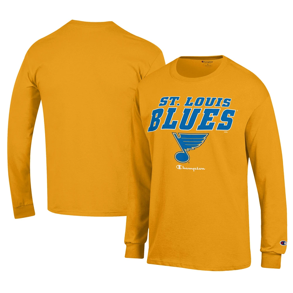 Men's Champion Gold St. Louis Blues Long-Sleeve Jersey T-Shirt