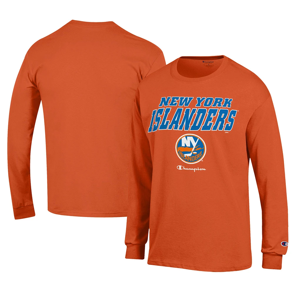 Men's Champion Orange New York Islanders Long-Sleeve Jersey T-Shirt