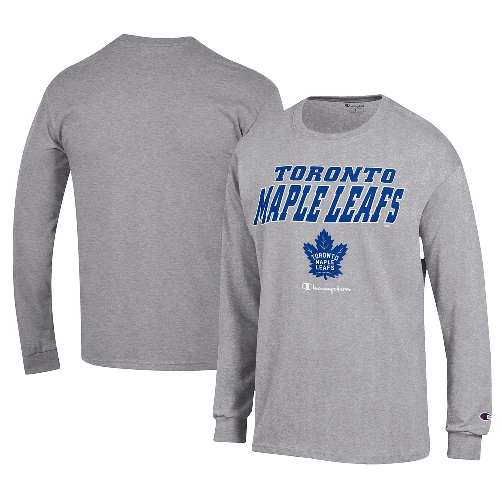 Men's Champion Gray Toronto Maple Leafs Long-Sleeve Jersey T-Shirt