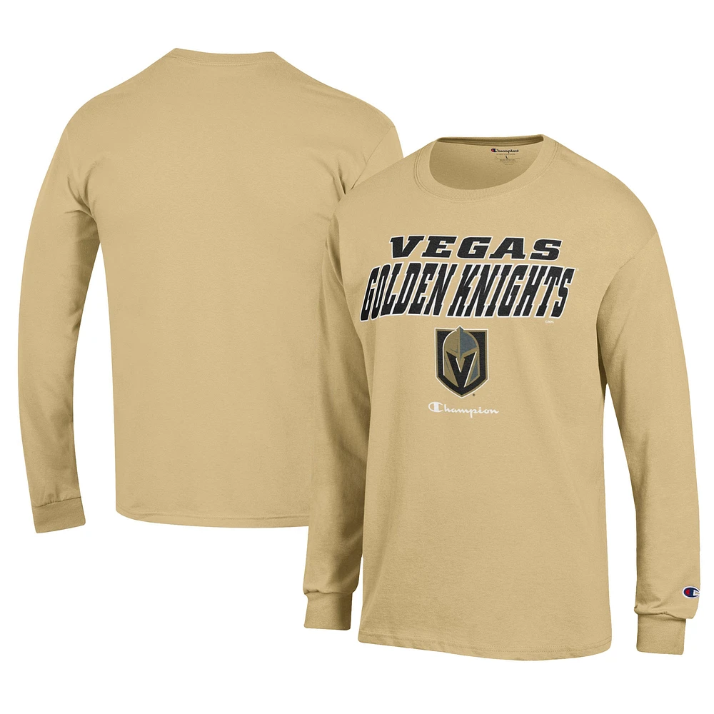 Men's Champion Yellow Vegas Golden Knights Long-Sleeve Jersey T-Shirt