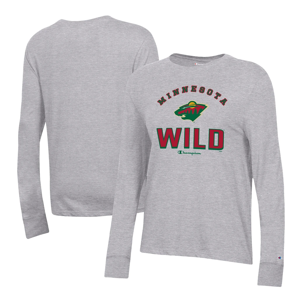 Women's Champion Heather Gray Minnesota Wild Core Long Sleeve T-Shirt
