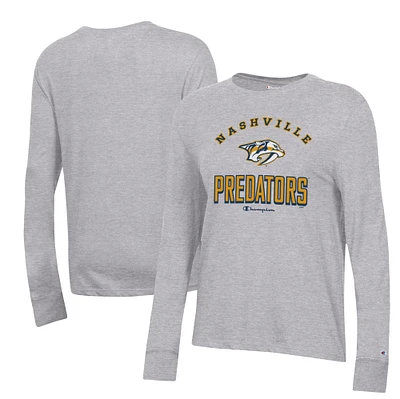 Women's Champion Heather Gray Nashville Predators Core Long Sleeve T-Shirt
