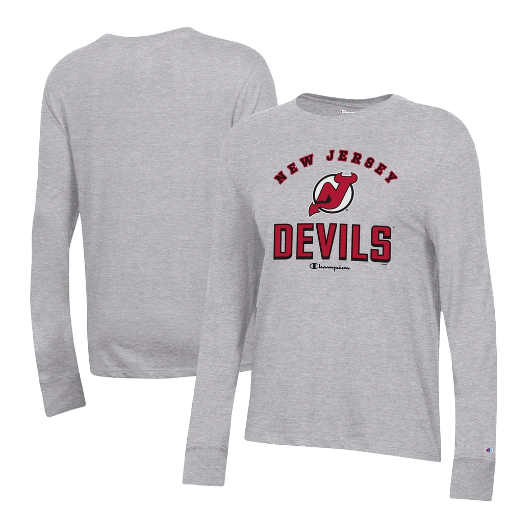 Women's Champion Heather Gray New Jersey Devils Core Long Sleeve T-Shirt