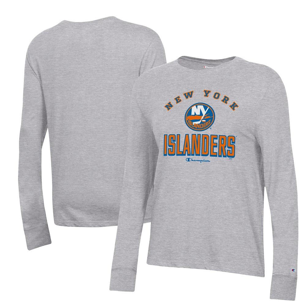 Women's Champion Heather Gray New York Islanders Core Long Sleeve T-Shirt
