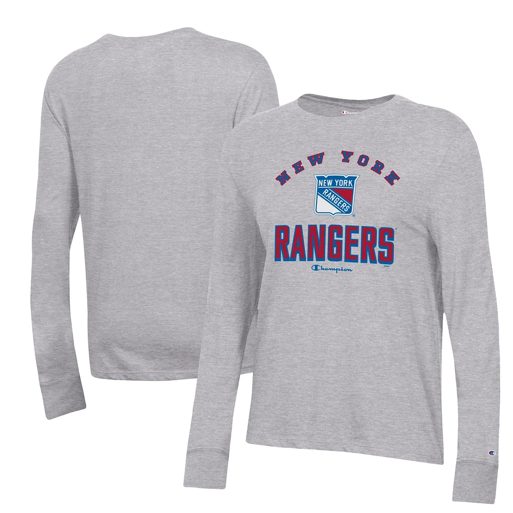 Women's Champion Heather Gray New York Rangers Core Long Sleeve T-Shirt