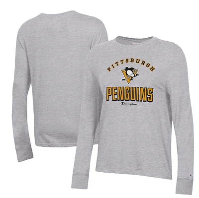 Women's Champion Heather Gray Pittsburgh Penguins Core Long Sleeve T-Shirt