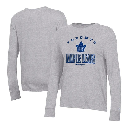 Women's Champion Heather Gray Toronto Maple Leafs Core Long Sleeve T-Shirt