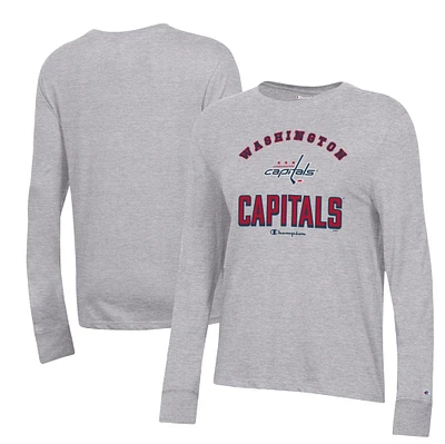 Women's Champion Heather Gray Washington Capitals Core Long Sleeve T-Shirt