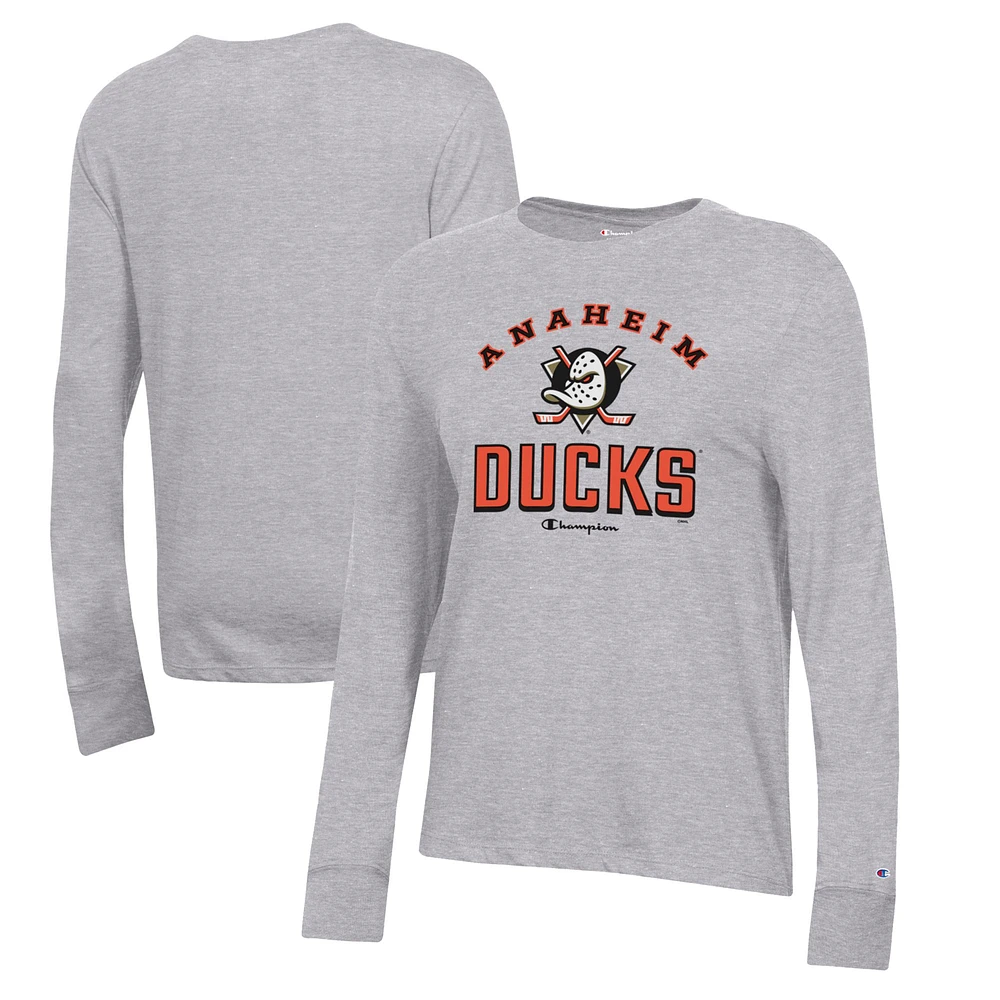 Women's Champion Heather Gray Anaheim Ducks Core Long Sleeve T-Shirt