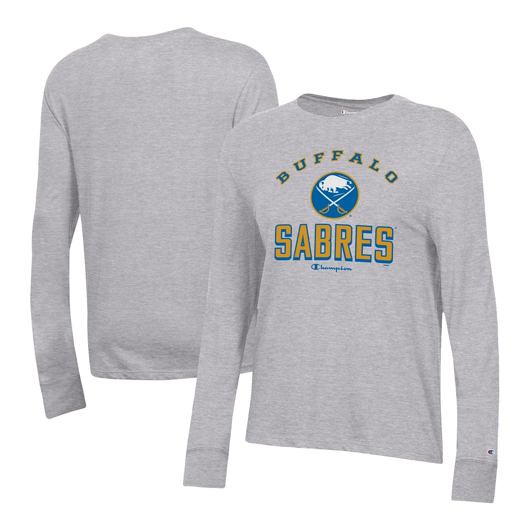 Women's Champion Heather Gray Buffalo Sabres Core Long Sleeve T-Shirt