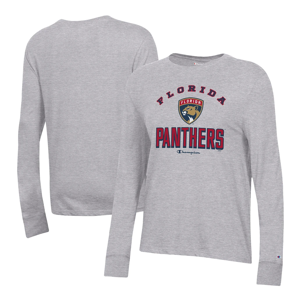 Women's Champion Heather Gray Florida Panthers Core Long Sleeve T-Shirt