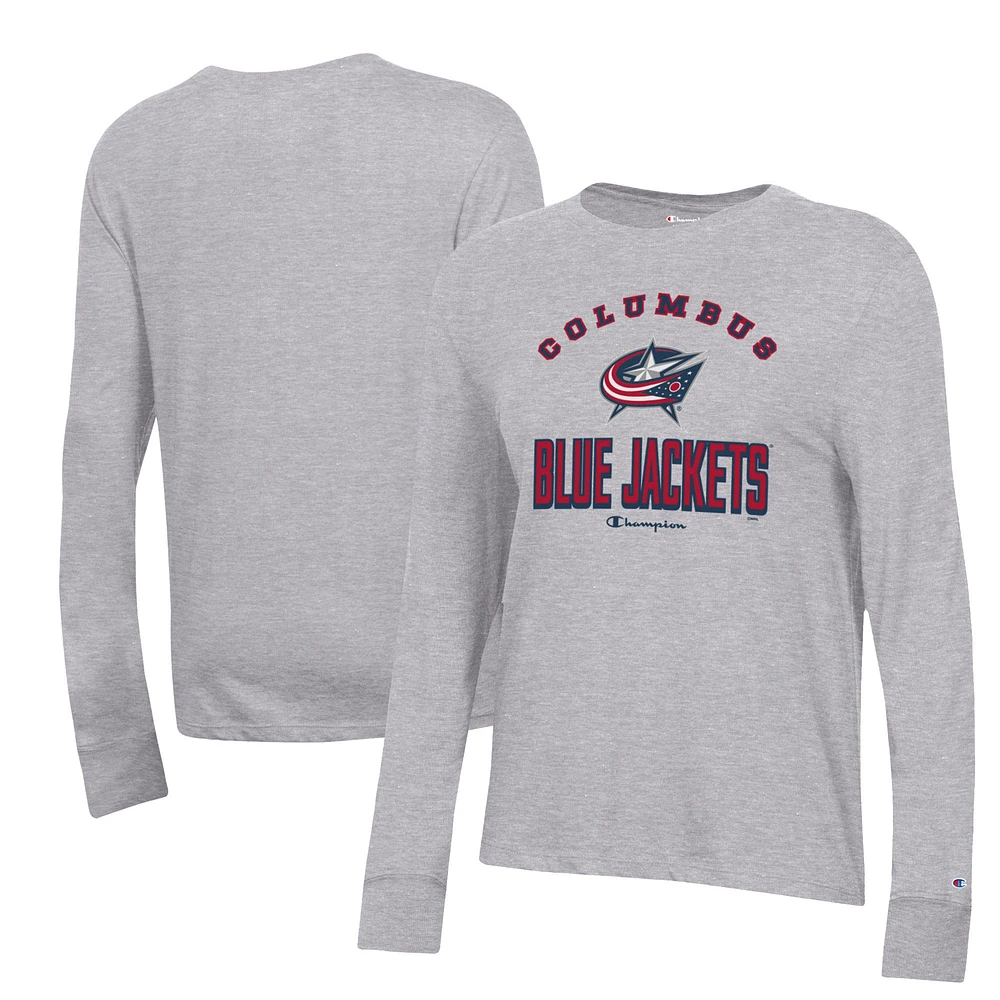 Women's Champion Heather Gray Columbus Blue Jackets Core Long Sleeve T-Shirt