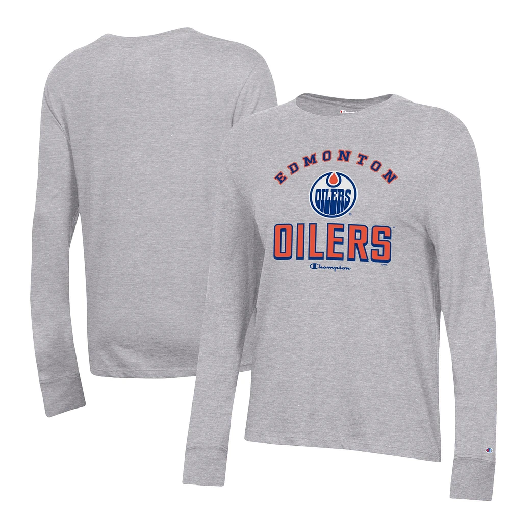 Women's Champion Heather Gray Edmonton Oilers Core Long Sleeve T-Shirt