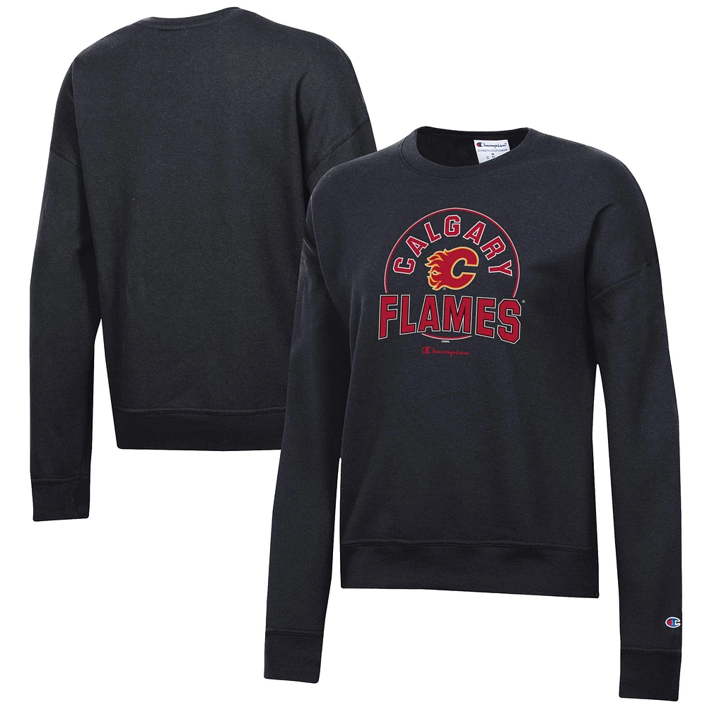 Women's Champion Black Calgary Flames Powerblend Pullover Sweatshirt