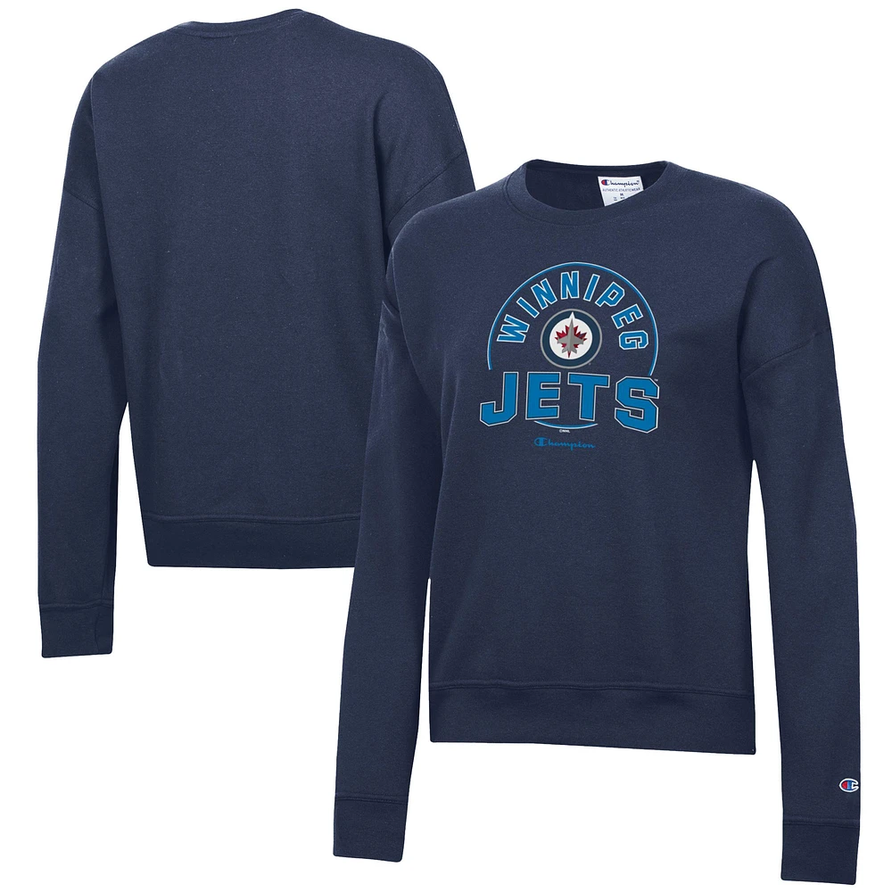 Women's Champion Navy Winnipeg Jets Powerblend Pullover Sweatshirt