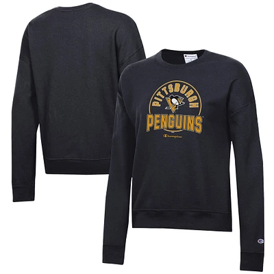 Women's Champion Black Pittsburgh Penguins Powerblend Pullover Sweatshirt