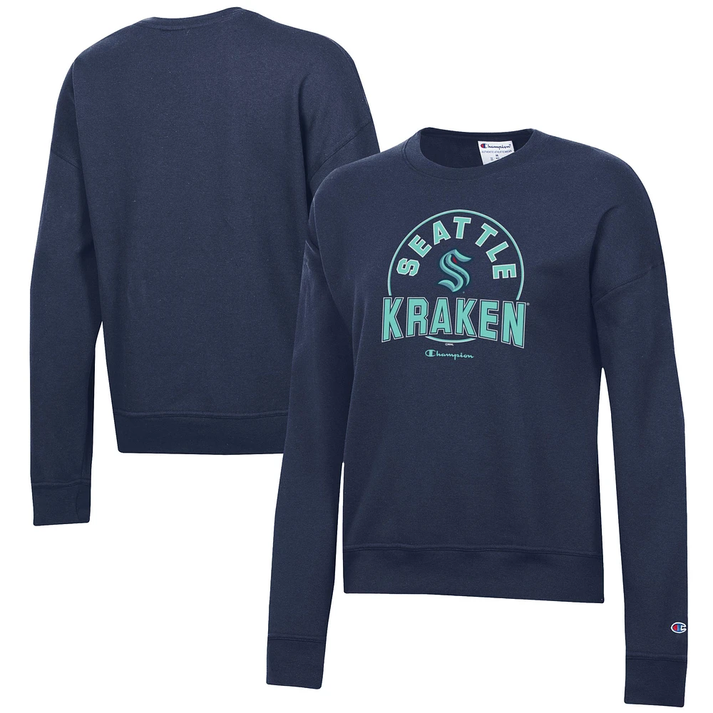Women's Champion Deep Sea Blue Seattle Kraken Powerblend Pullover Sweatshirt