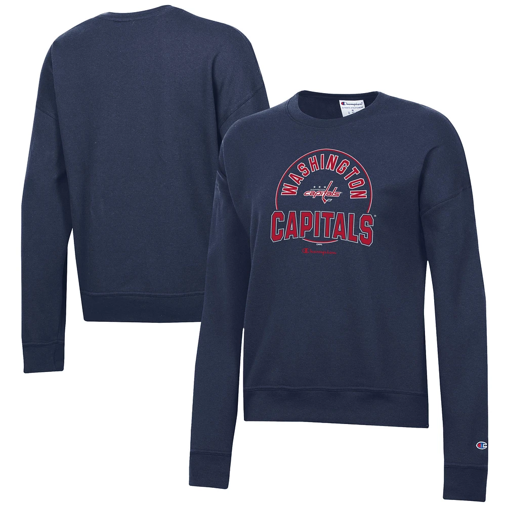 Women's Champion Navy Washington Capitals Powerblend Pullover Sweatshirt