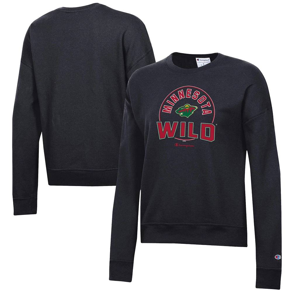 Women's Champion Black Minnesota Wild Powerblend Pullover Sweatshirt