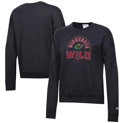 Women's Champion Black Minnesota Wild Powerblend Pullover Sweatshirt
