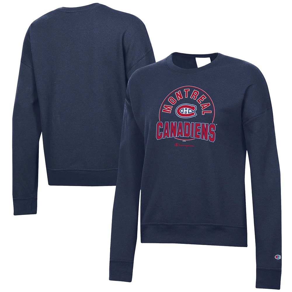 Women's Champion Navy Montreal Canadiens Powerblend Pullover Sweatshirt