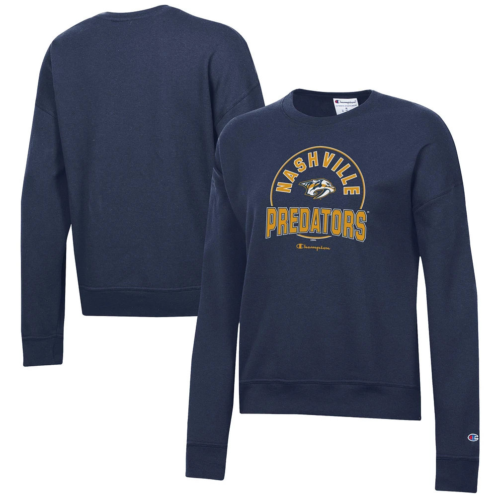 Women's Champion Navy Nashville Predators Powerblend Pullover Sweatshirt