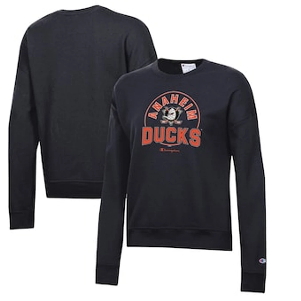 Women's Champion Black Anaheim Ducks Powerblend Pullover Sweatshirt