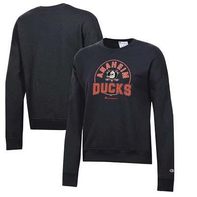 Women's Champion Black Anaheim Ducks Powerblend Pullover Sweatshirt