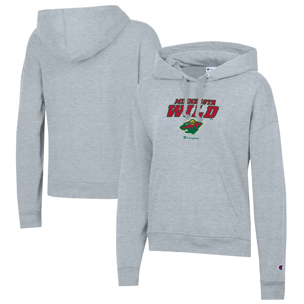 Women's Champion Gray Minnesota Wild Powerblend Fleece Pullover Hoodie