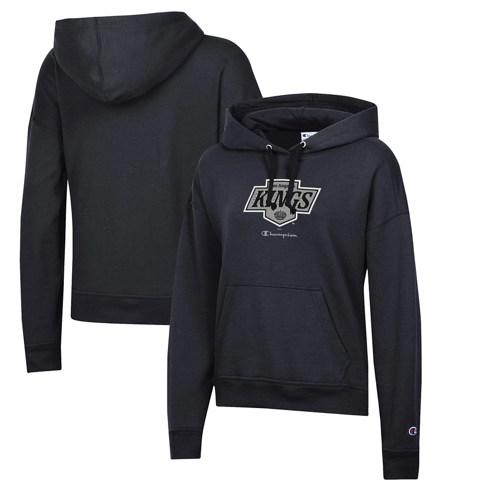 Women's Champion Black Los Angeles Kings Powerblend Fleece Pullover Hoodie