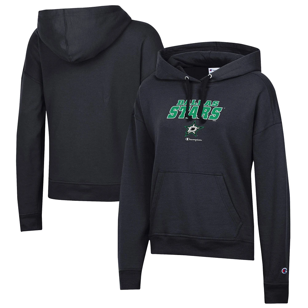 Women's Champion Black Dallas Stars Powerblend Fleece Pullover Hoodie