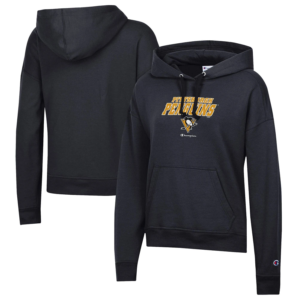 Women's Champion Black Pittsburgh Penguins Powerblend Fleece Pullover Hoodie