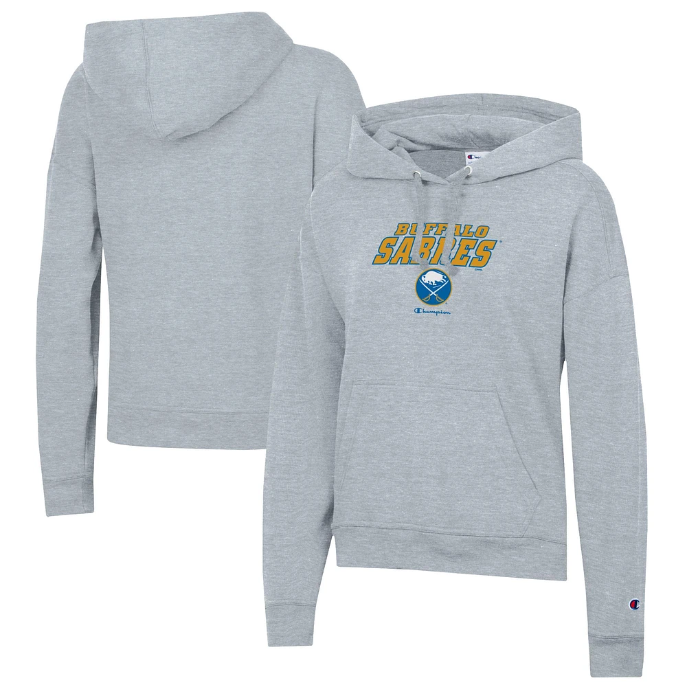 Women's Champion Gray Buffalo Sabres Powerblend Fleece Pullover Hoodie