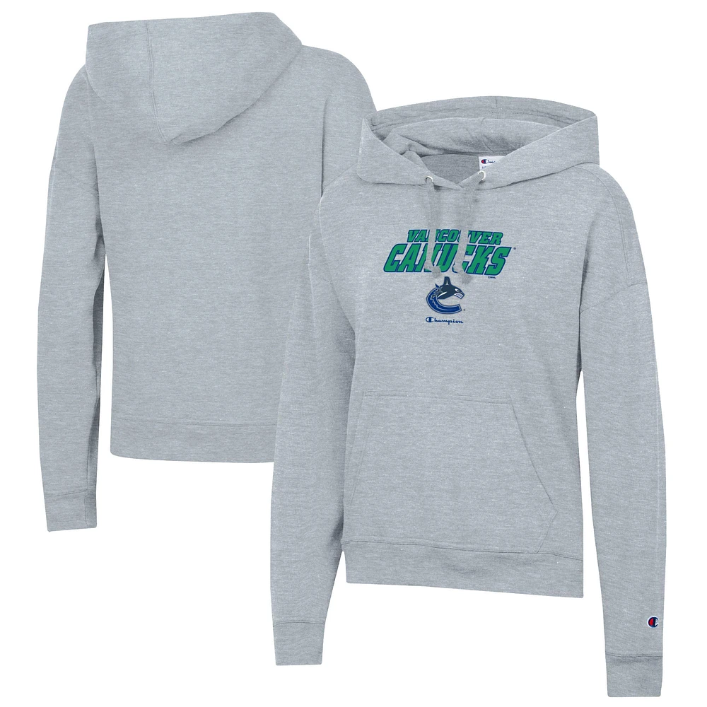 Women's Champion Gray Vancouver Canucks Powerblend Fleece Pullover Hoodie