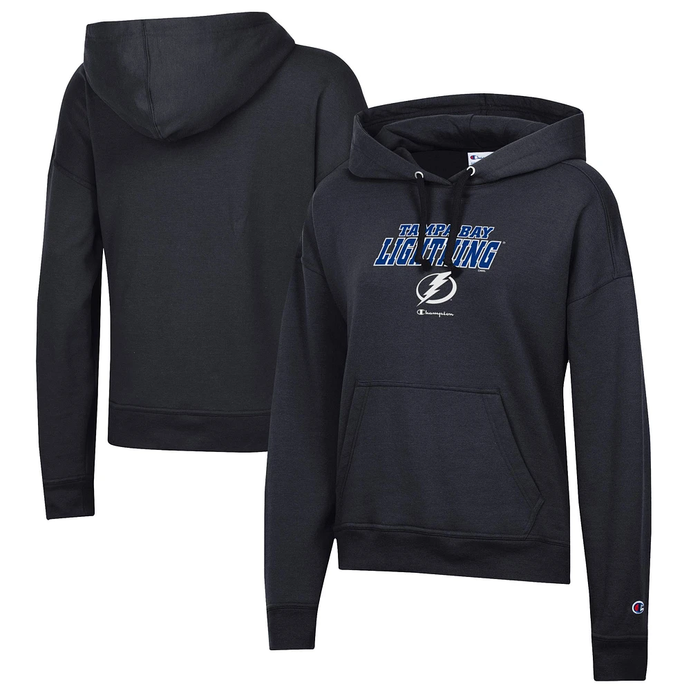 Women's Champion Black Tampa Bay Lightning Powerblend Fleece Pullover Hoodie