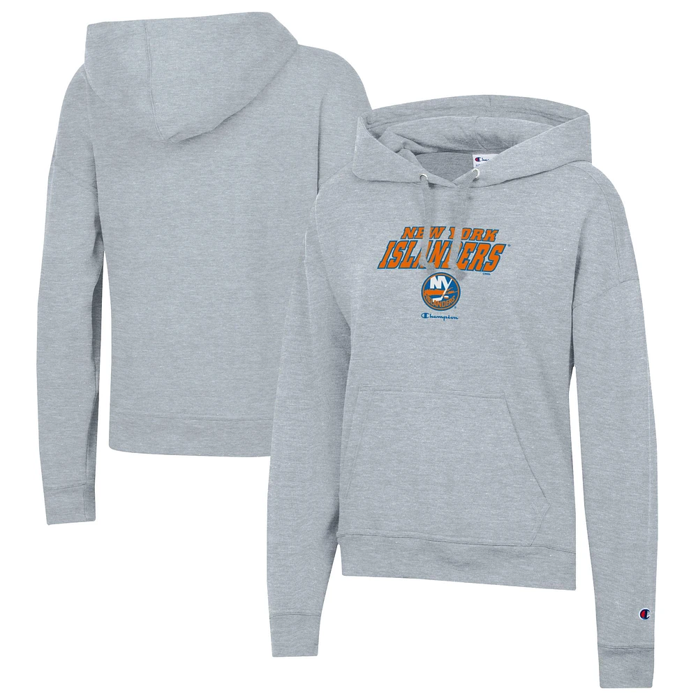 Women's Champion Gray New York Islanders Powerblend Fleece Pullover Hoodie