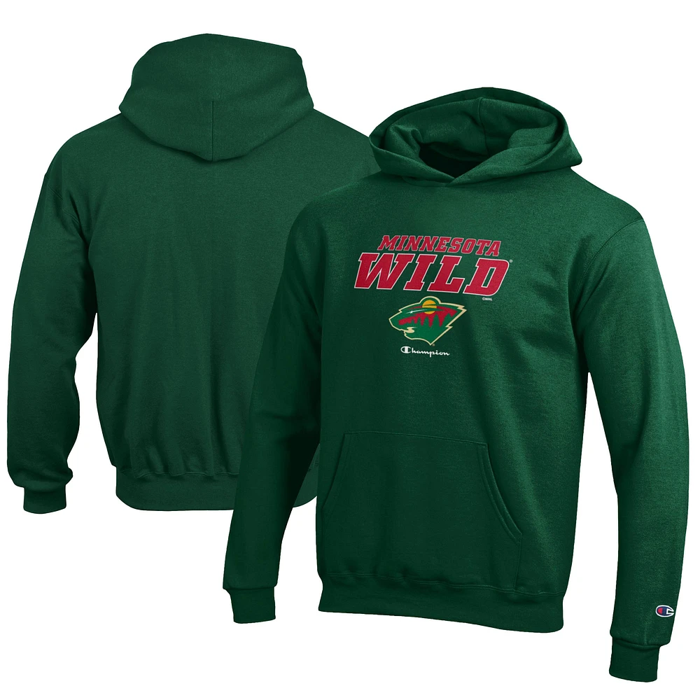 Youth Champion Hunter Green Minnesota Wild Eco Powerblend Pullover Hoodie