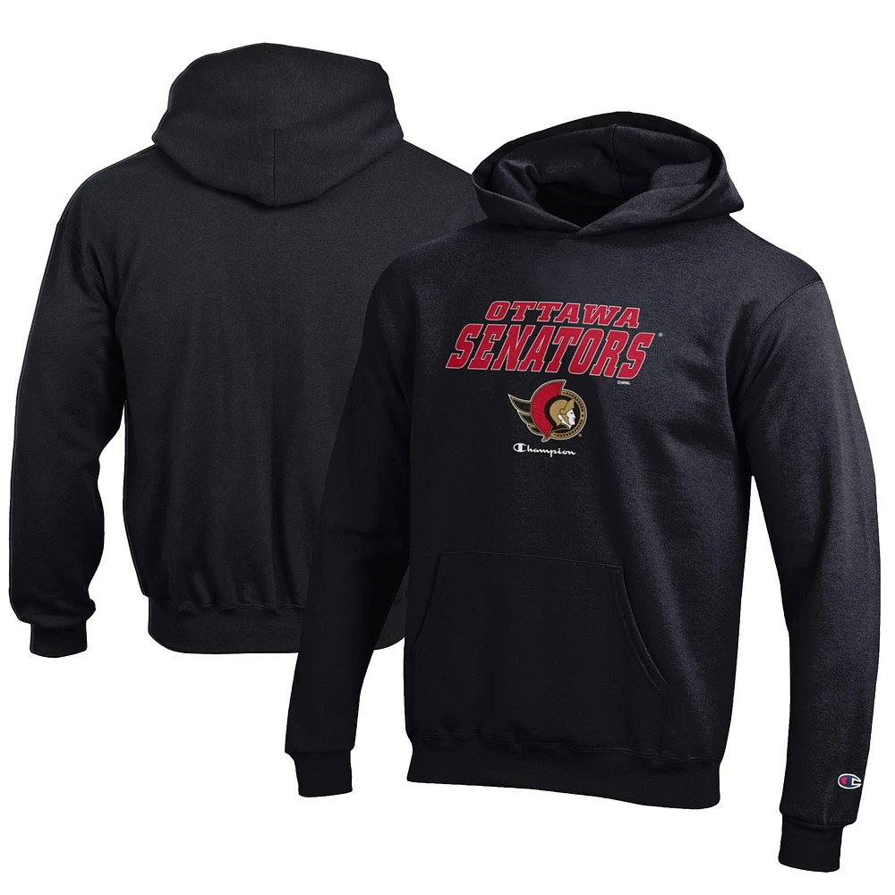 Youth Champion Black Ottawa Senators Eco Powerblend Pullover Hoodie