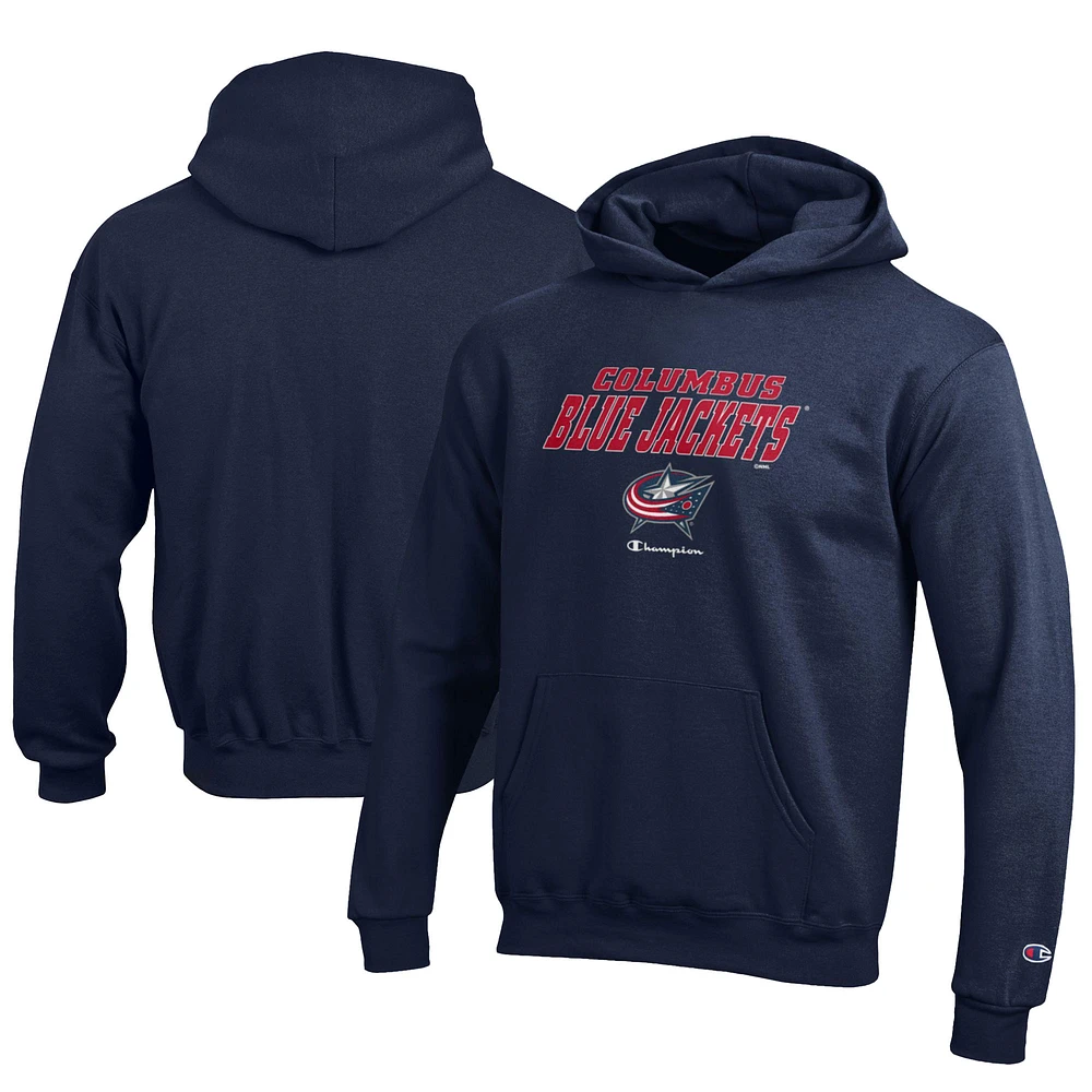 Youth Champion Navy Columbus Blue Jackets Eco Powerblend Pullover Hoodie