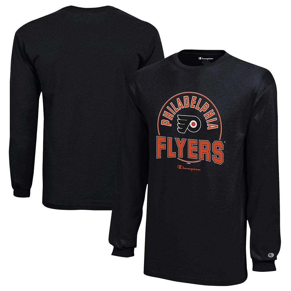 Youth Champion Black Philadelphia Flyers Long-Sleeve Jersey T-Shirt