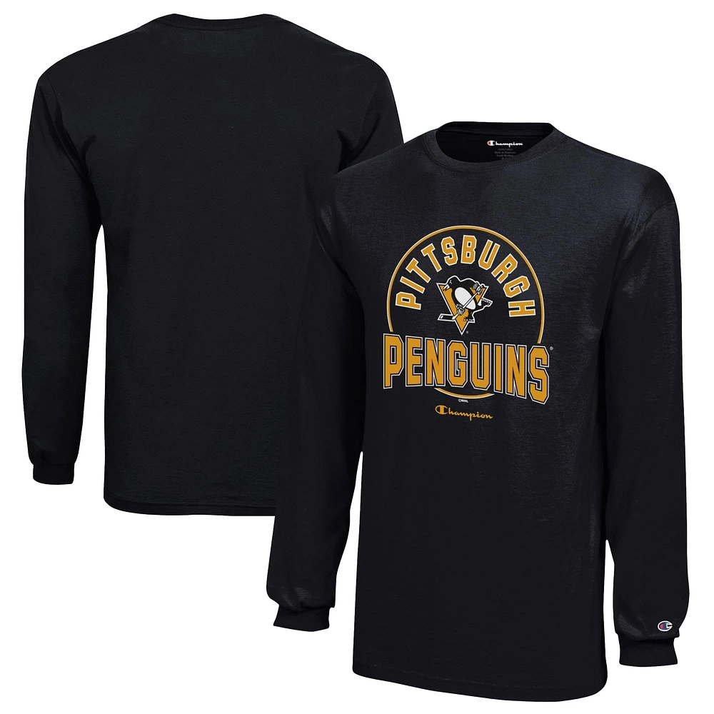 Youth Champion Black Pittsburgh Penguins Long-Sleeve Jersey T-Shirt