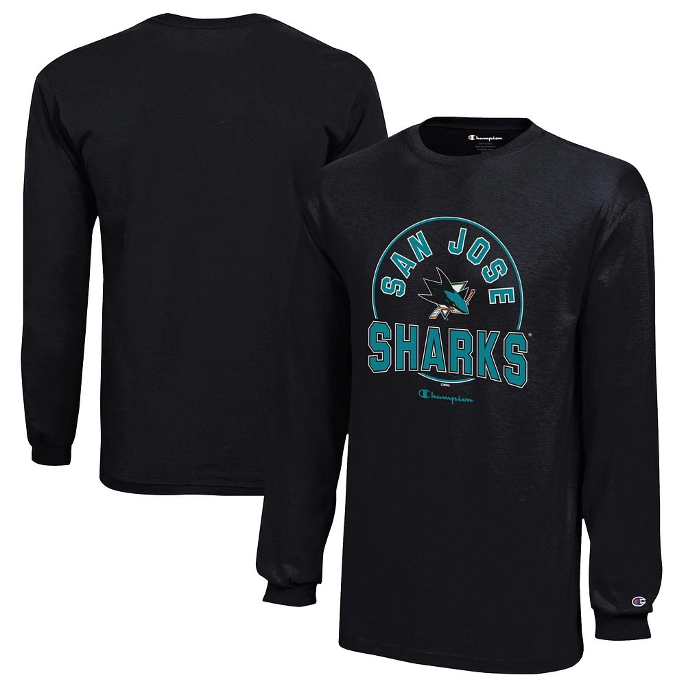 Youth Champion Black San Jose Sharks Long-Sleeve Jersey T-Shirt