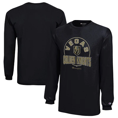 Youth Champion Black Vegas Golden Knights Long-Sleeve Jersey T-Shirt